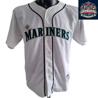 Youths Seattle Mariners Baseball Jersey By Russell Athletic ICHIRO 51 Size M - USASTARFASHION