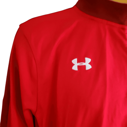 Under Armour Wales Rugby Union Jacket 3XL - Red Track Jacket With WRU Crest - USASTARFASHION