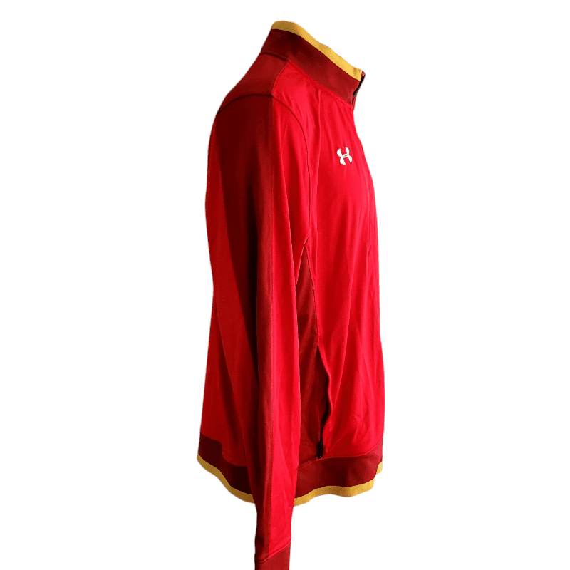 Under Armour Wales Rugby Union Jacket 3XL - Red Track Jacket With WRU Crest - USASTARFASHION