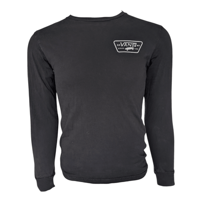 Vans Men’s Small Black Long Sleeve T-Shirt Classic Fit CA NY Logo 100% Cotton - USASTARFASHION