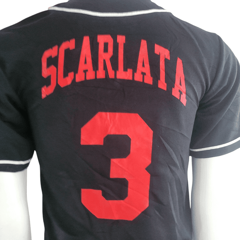 Vintage Baseball Jersey Scarlata 3 - Authentic Teamwork Athletic Apparel, Grade A Condition, Black & Red - USASTARFASHION