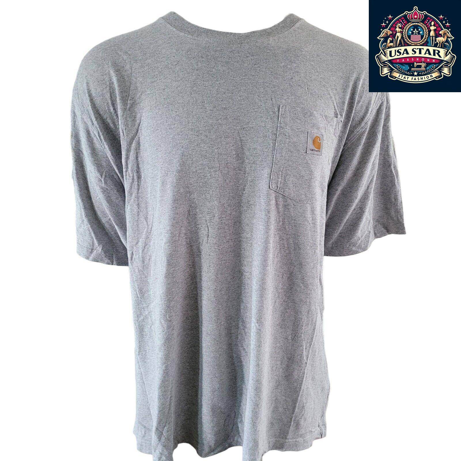 Vintage Carhartt Gray T-Shirt | Size 2XL | Classic Logo Pocket Tee - USASTARFASHION