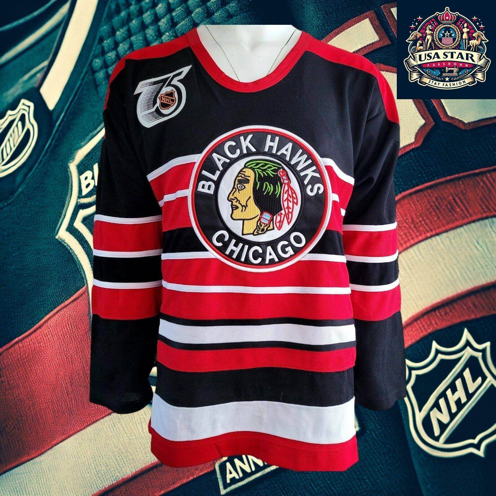 Vintage CCM Chicago Blackhawks Bill Mosienko 8 Hockey Jersey Size 52 - USASTARFASHION