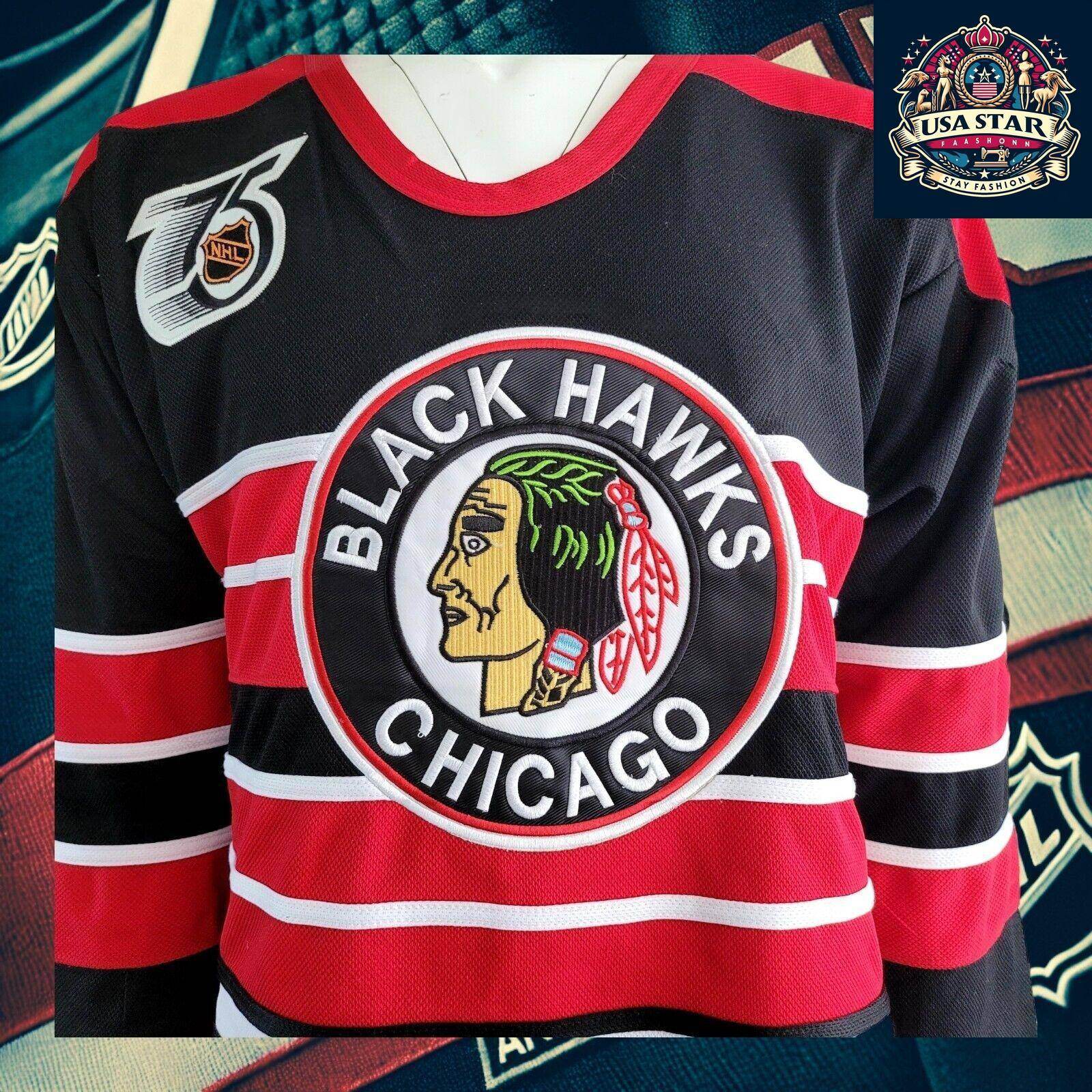 Vintage CCM Chicago Blackhawks Bill Mosienko 8 Hockey Jersey Size 52 - USASTARFASHION