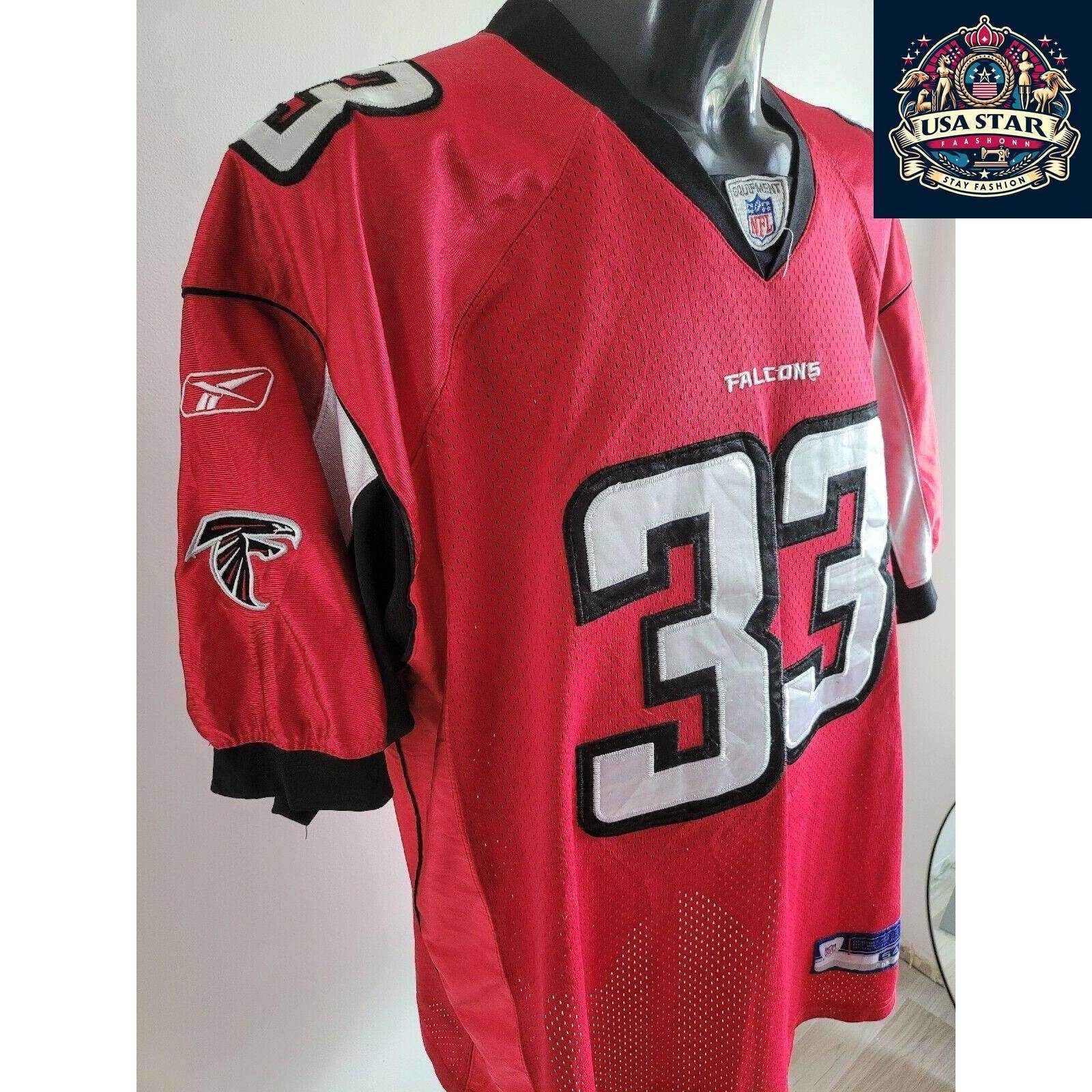 Vintage Falcons Jersey XL - Reebok NFL Atlanta Falcons 33 Turner, Classic Design, Comfortable Fit - USASTARFASHION