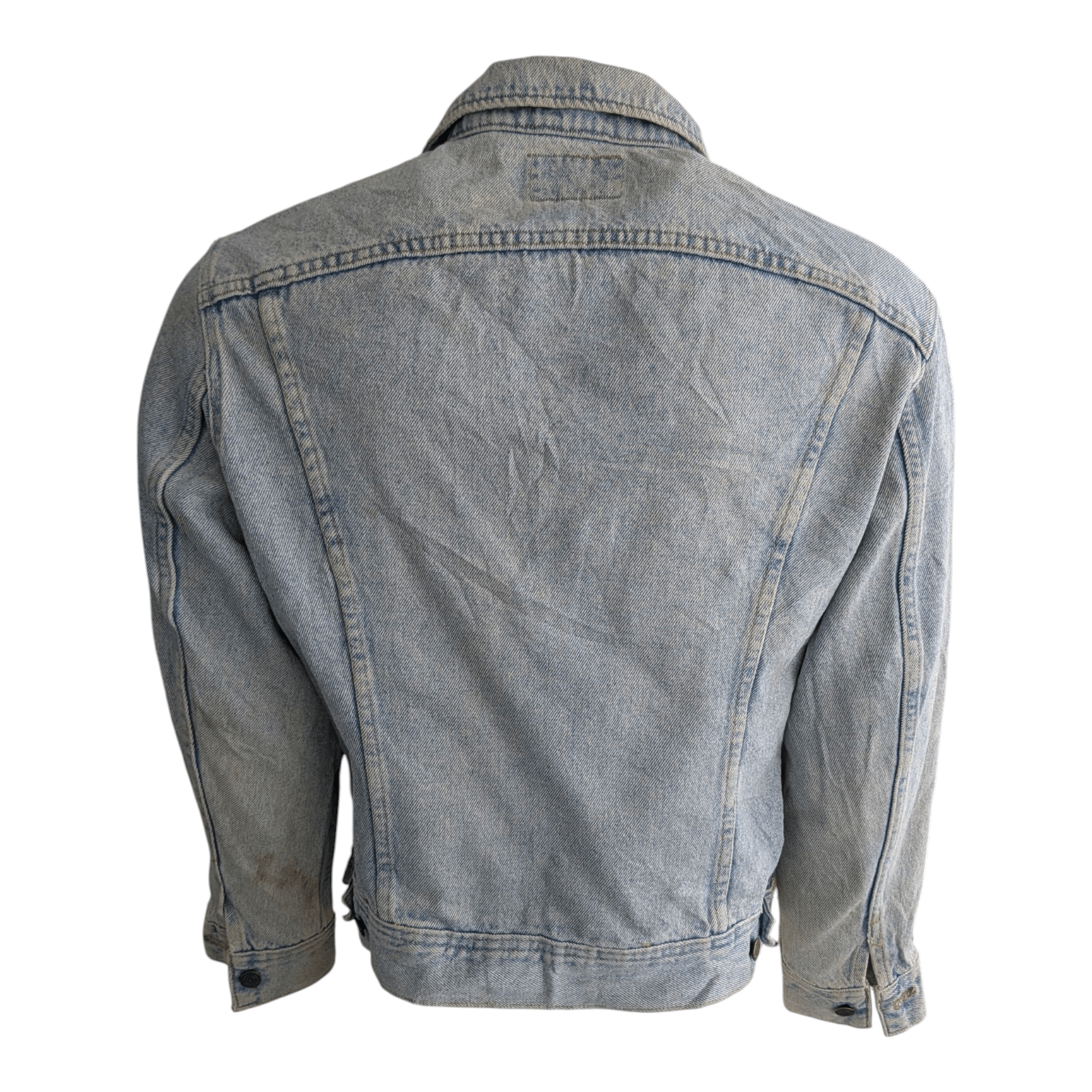 Vintage Lee Denim Jacket Made in USA 100% Cotton Blue Jean Trucker Size M - USASTARFASHION