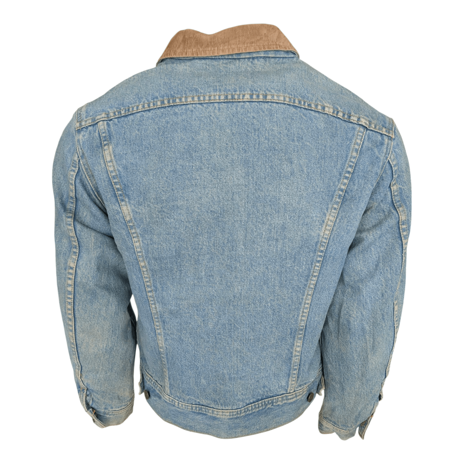 Vintage Lee Storm Rider Denim Jacket Blanket Lined Corduroy Collar USA 36R Small - USASTARFASHION