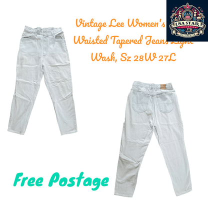 Vintage Lee Women's High - Waisted Tapered Jeans Light Wash, Sz 28W 27L - USASTARFASHION