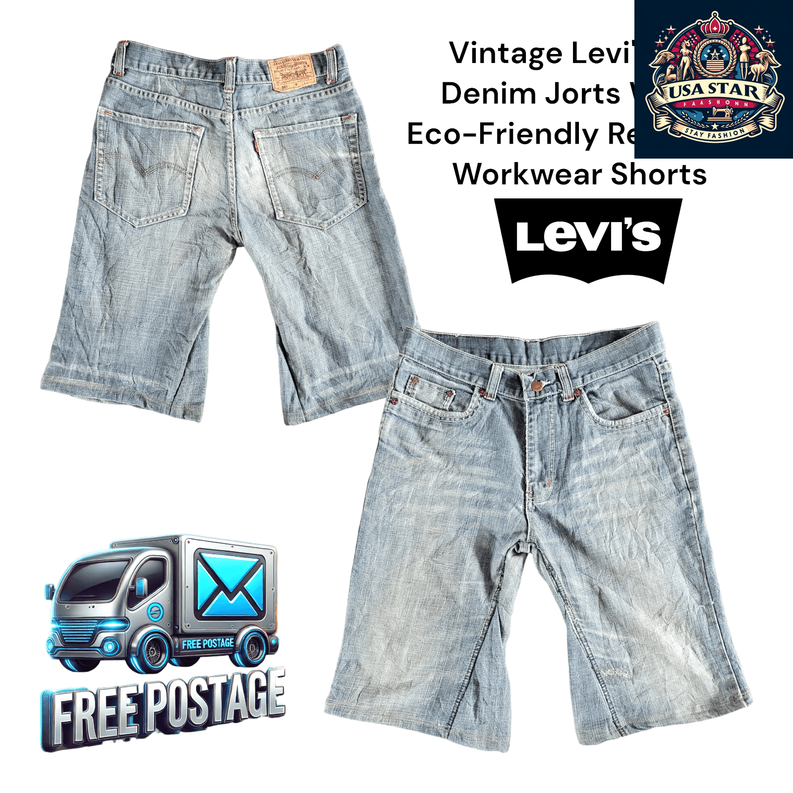 Vintage Levi's 501 Denim Jorts W32 - Eco - Friendly Reworked Workwear Shorts - USASTARFASHION