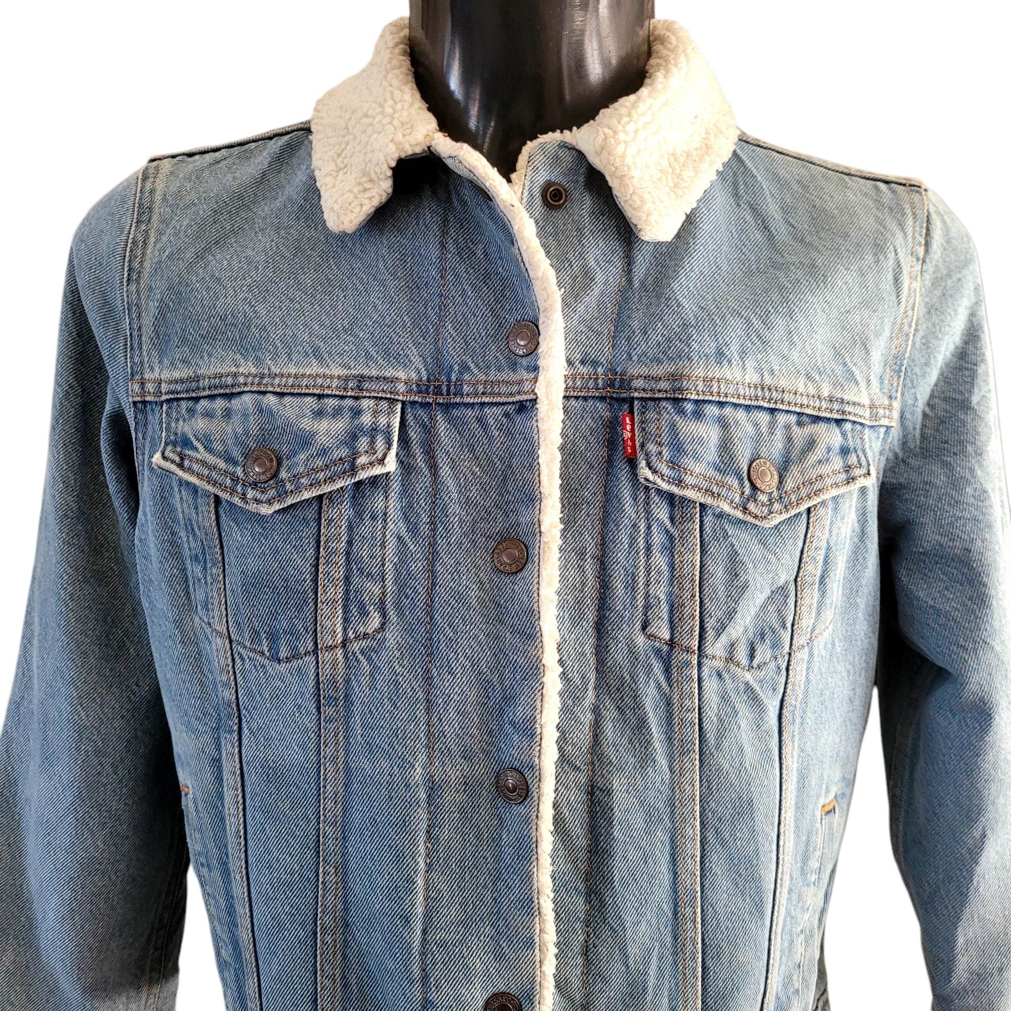 Vintage Levi’s Sherpa - Lined Denim Jacket – Youth Size M - USASTARFASHION