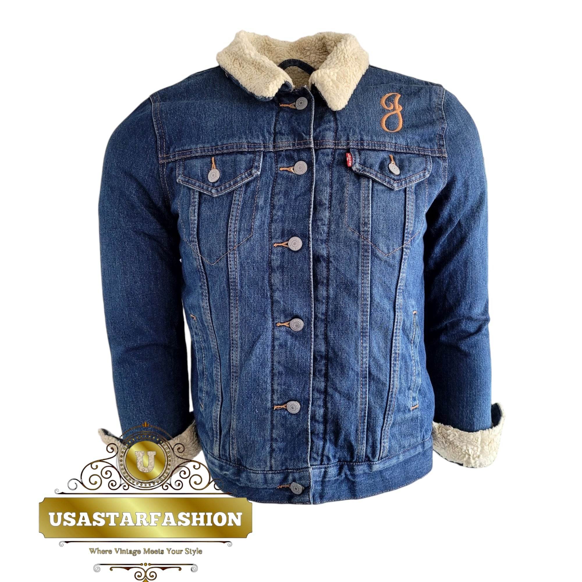 Vintage Levi’s Sherpa Trucker Jacket – Blue Denim, Size M - USASTARFASHION
