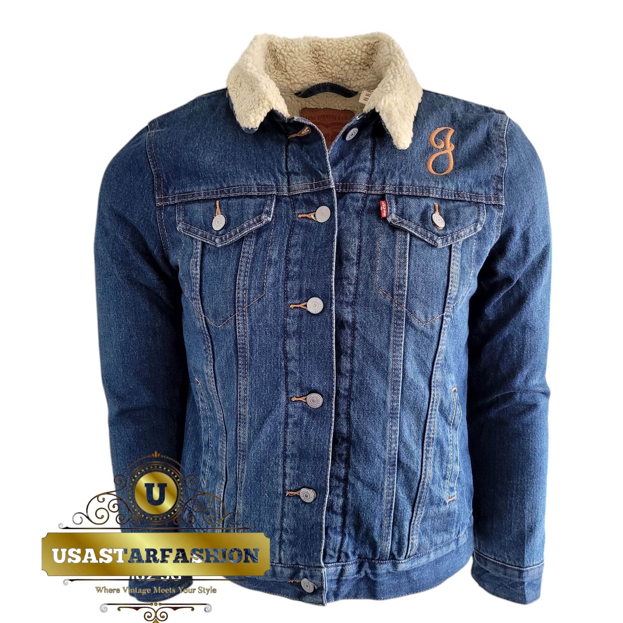 Vintage Levi’s Sherpa Trucker Jacket – Blue Denim, Size M - USASTARFASHION