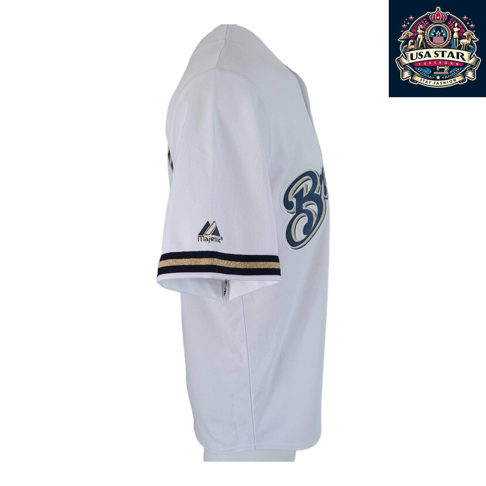 Vintage Majestic Milwaukee Brewers Jersey 28 Fielder Sz M - Authentic Collectible Sports Apparel - USASTARFASHION