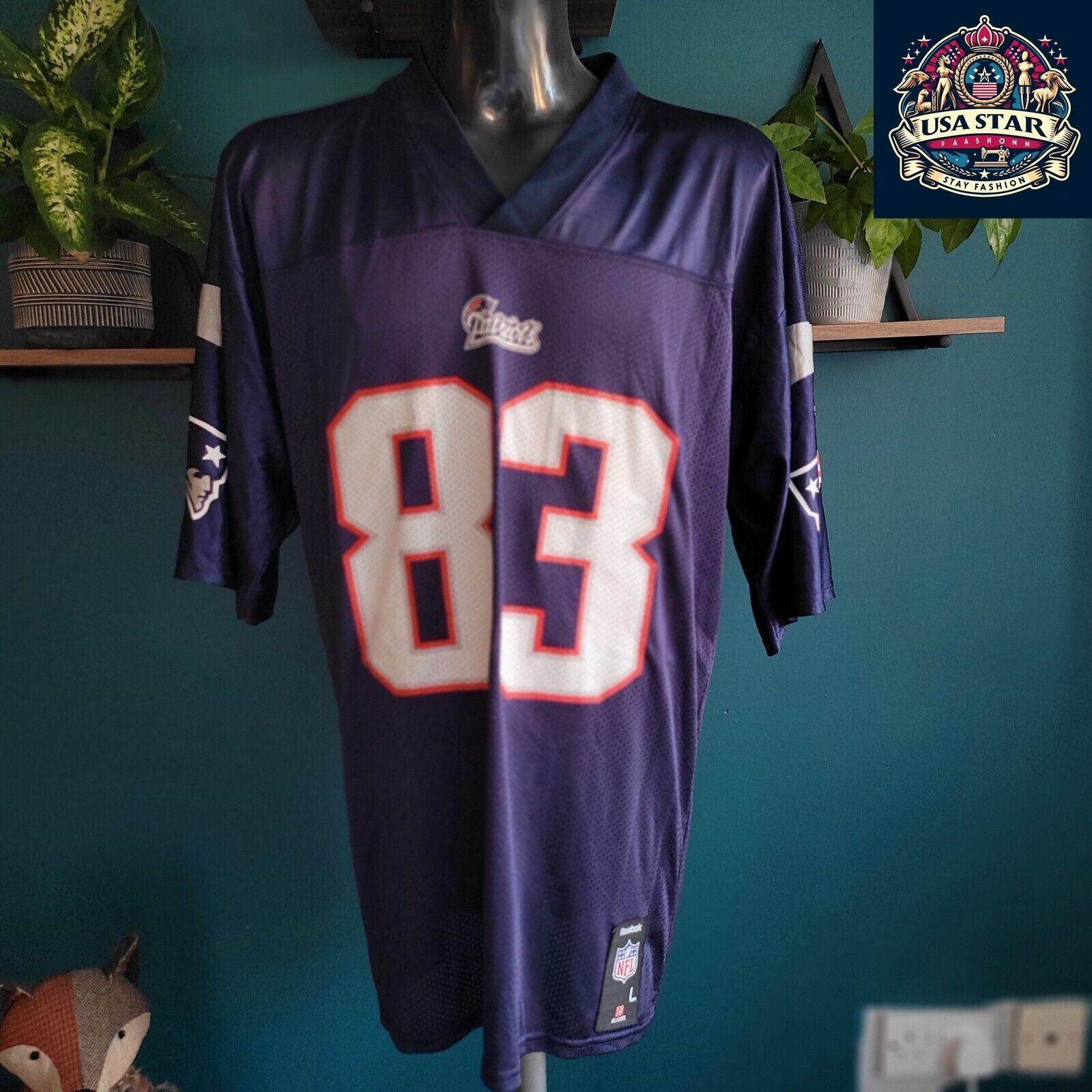 Vintage NFL Shirt - Patriots Welker 83 Reebok Team Apparel Size L, Comfortable Fit, Iconic Design - USASTARFASHION