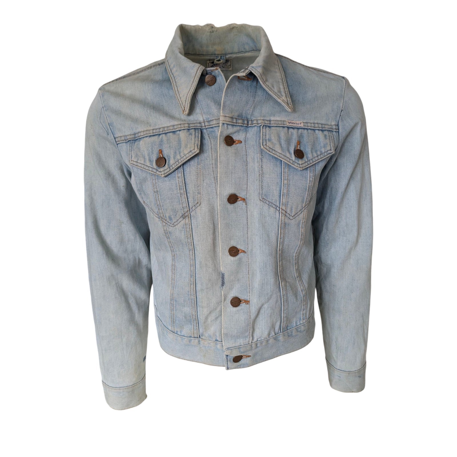 Vintage Wrangler Denim Jacket USA – Light Wash – Men’s M – Distressed - USASTARFASHION