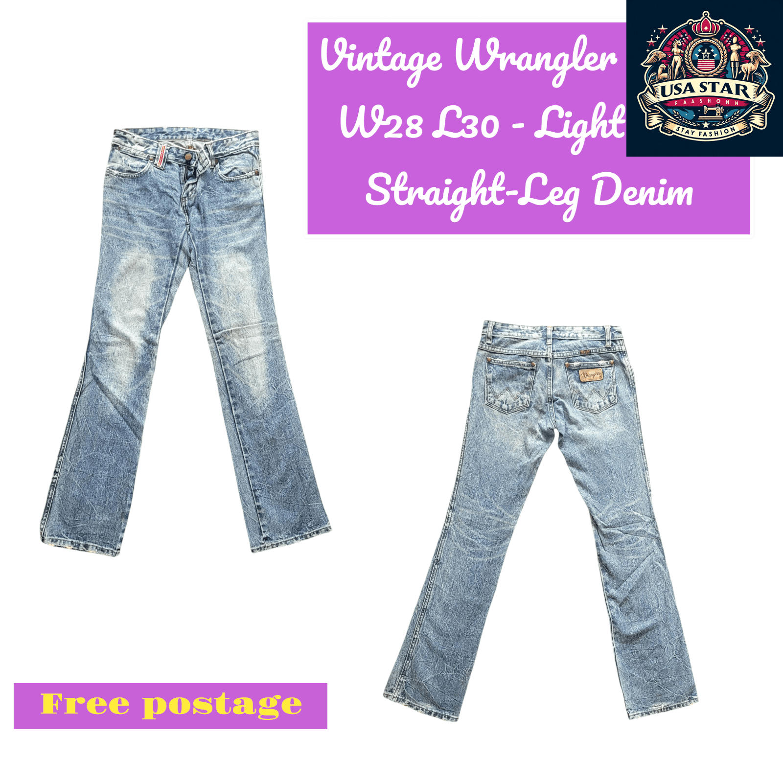 Vintage Wrangler Jeans W28 L30 - Light Blue Straight - Leg Denim for Timeless Style and Comfort - USASTARFASHION