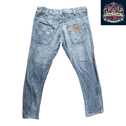 Vintage Wrangler Men's Jeans W36 L30 - Classic Straight - Leg 100% Cotton Denim in Classic Blue - USASTARFASHION