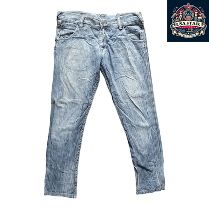 Vintage Wrangler Men's Jeans W36 L30 - Classic Straight - Leg 100% Cotton Denim in Classic Blue - USASTARFASHION