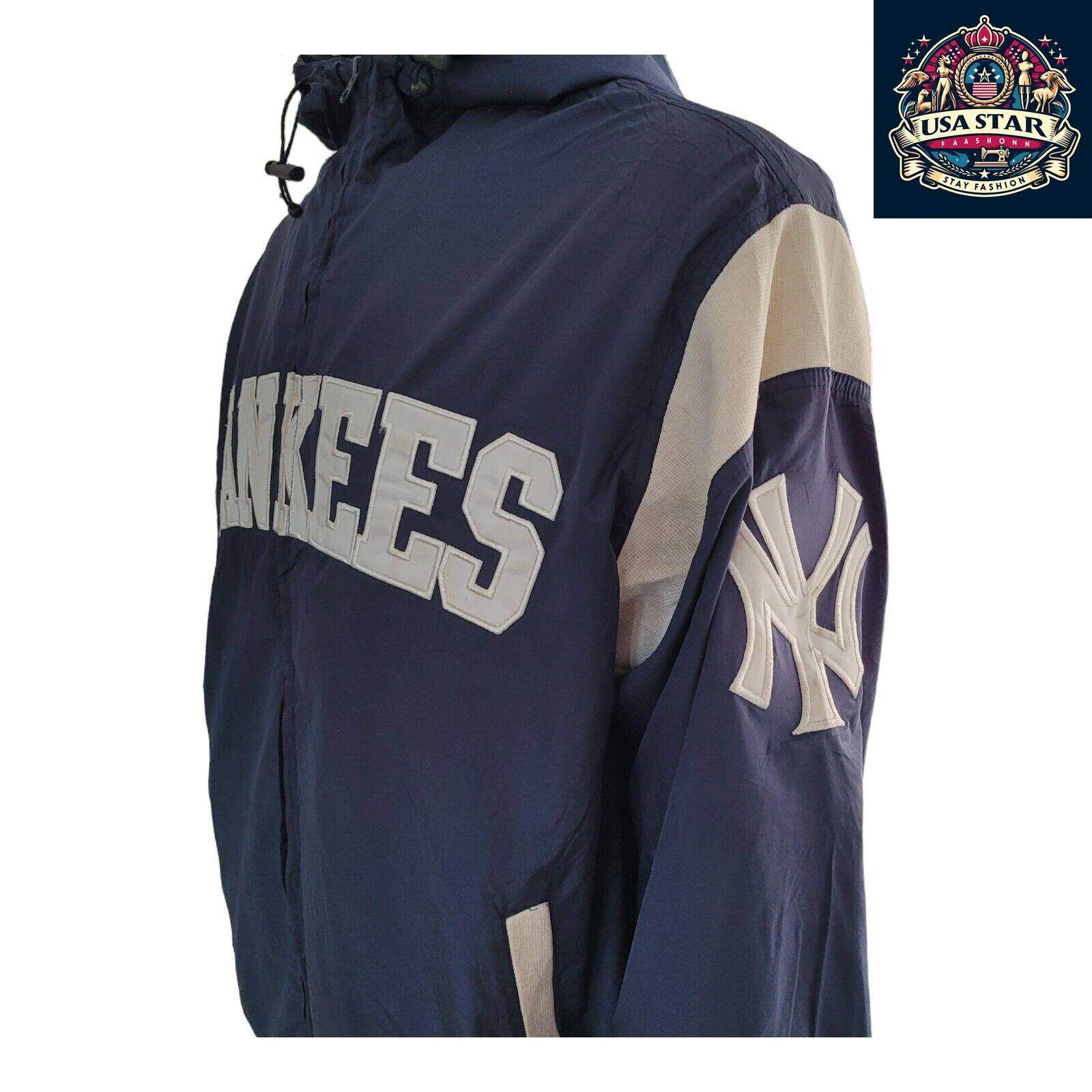 Vintage Yankees Jacket XL Men's Bomber by G - III Sports with Hood & Functional Pockets - USASTARFASHION