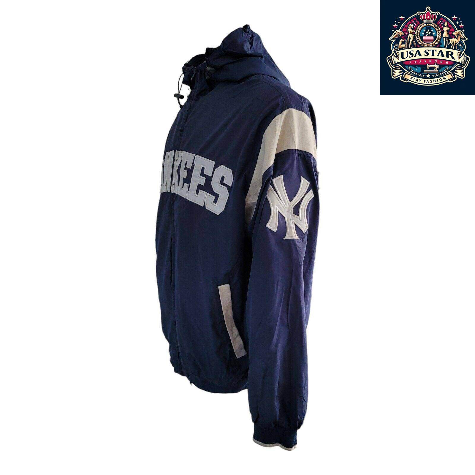 Vintage Yankees Jacket XL Men's Bomber by G - III Sports with Hood & Functional Pockets - USASTARFASHION