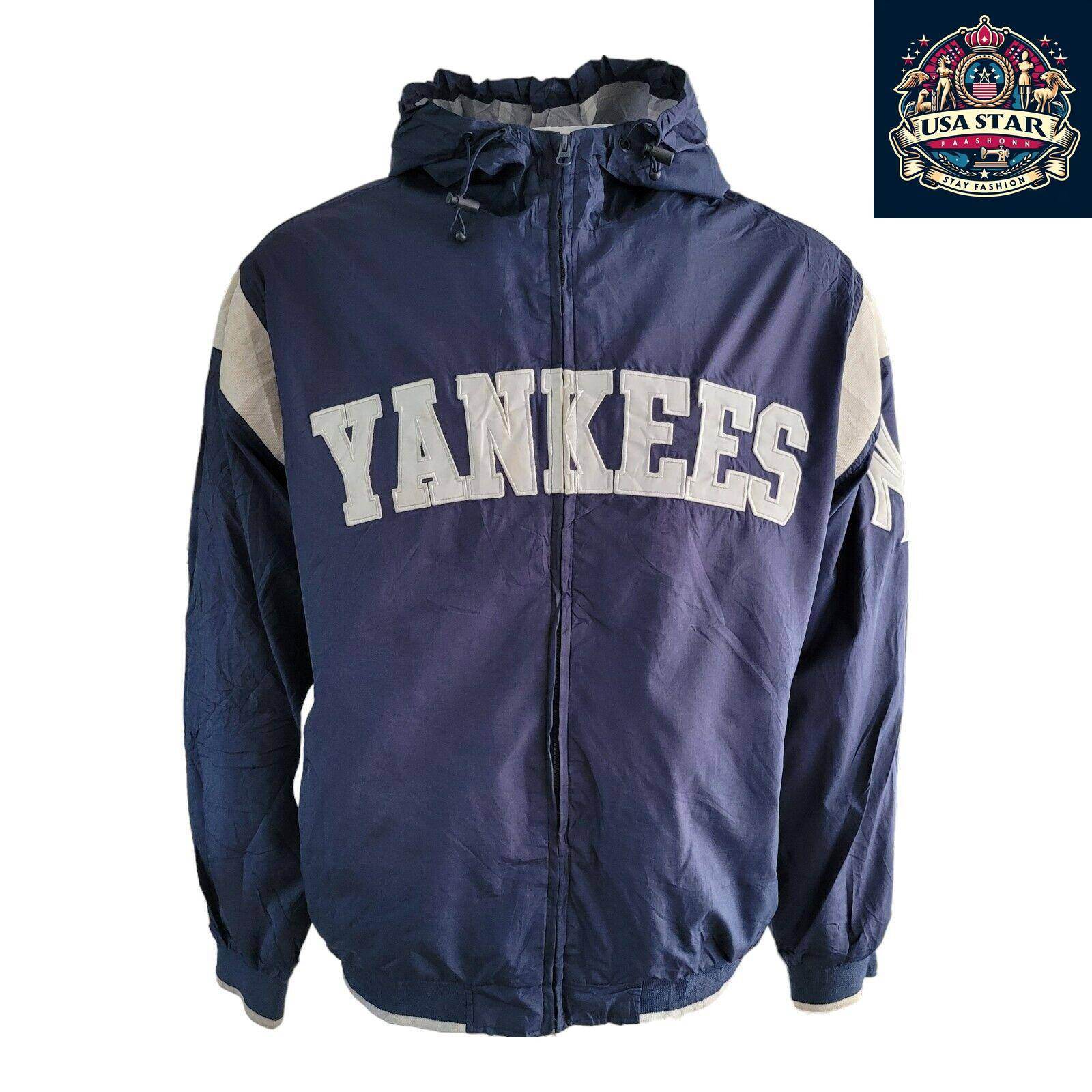 Vintage Yankees Jacket XL Men's Bomber by G - III Sports with Hood & Functional Pockets - USASTARFASHION