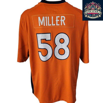 Von Miller 58 Denver Broncos Jersey, Men's XXL, Premium Quality, Comfortable Fit, Team Colors - USASTARFASHION