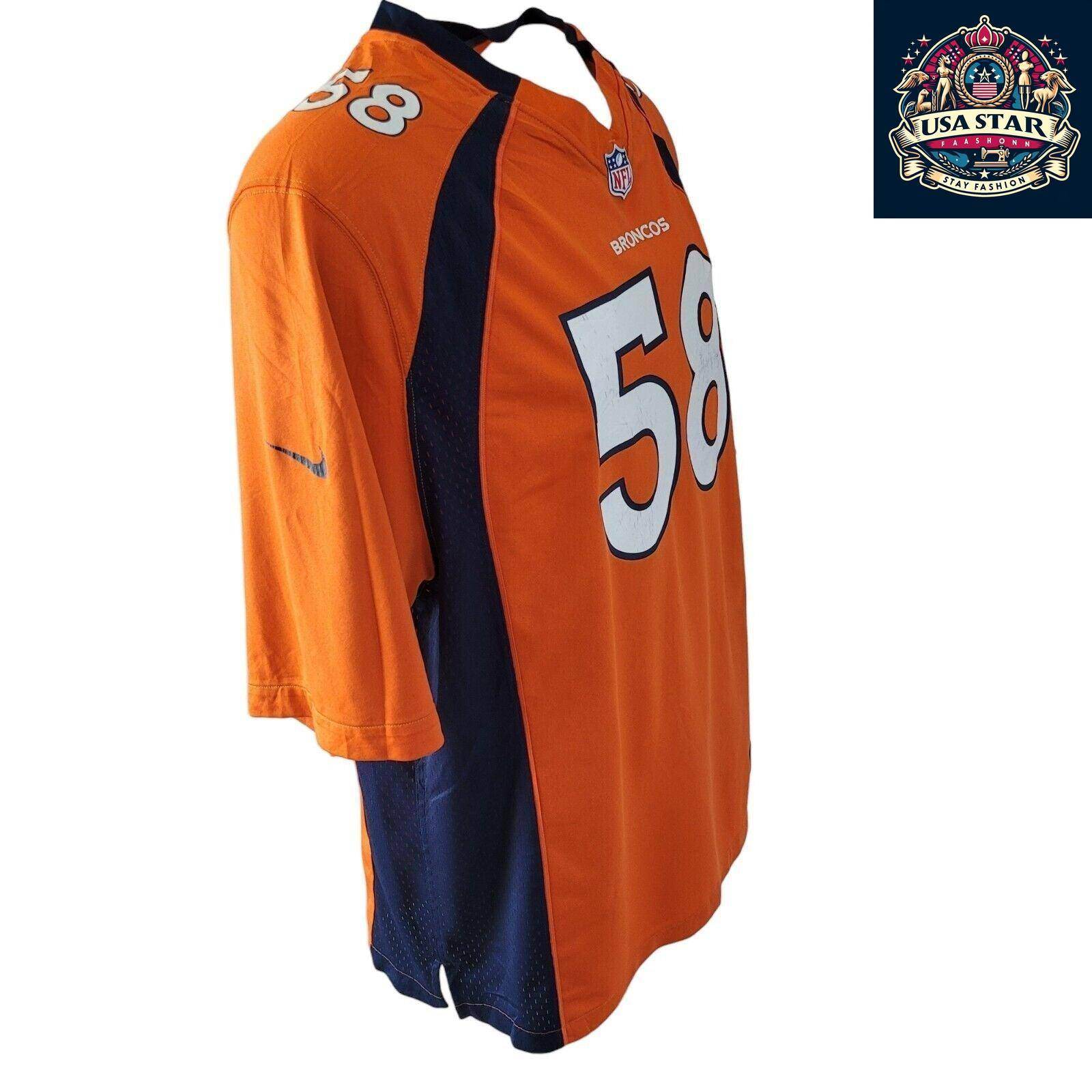 Von Miller 58 Denver Broncos Jersey, Men's XXL, Premium Quality, Comfortable Fit, Team Colors - USASTARFASHION