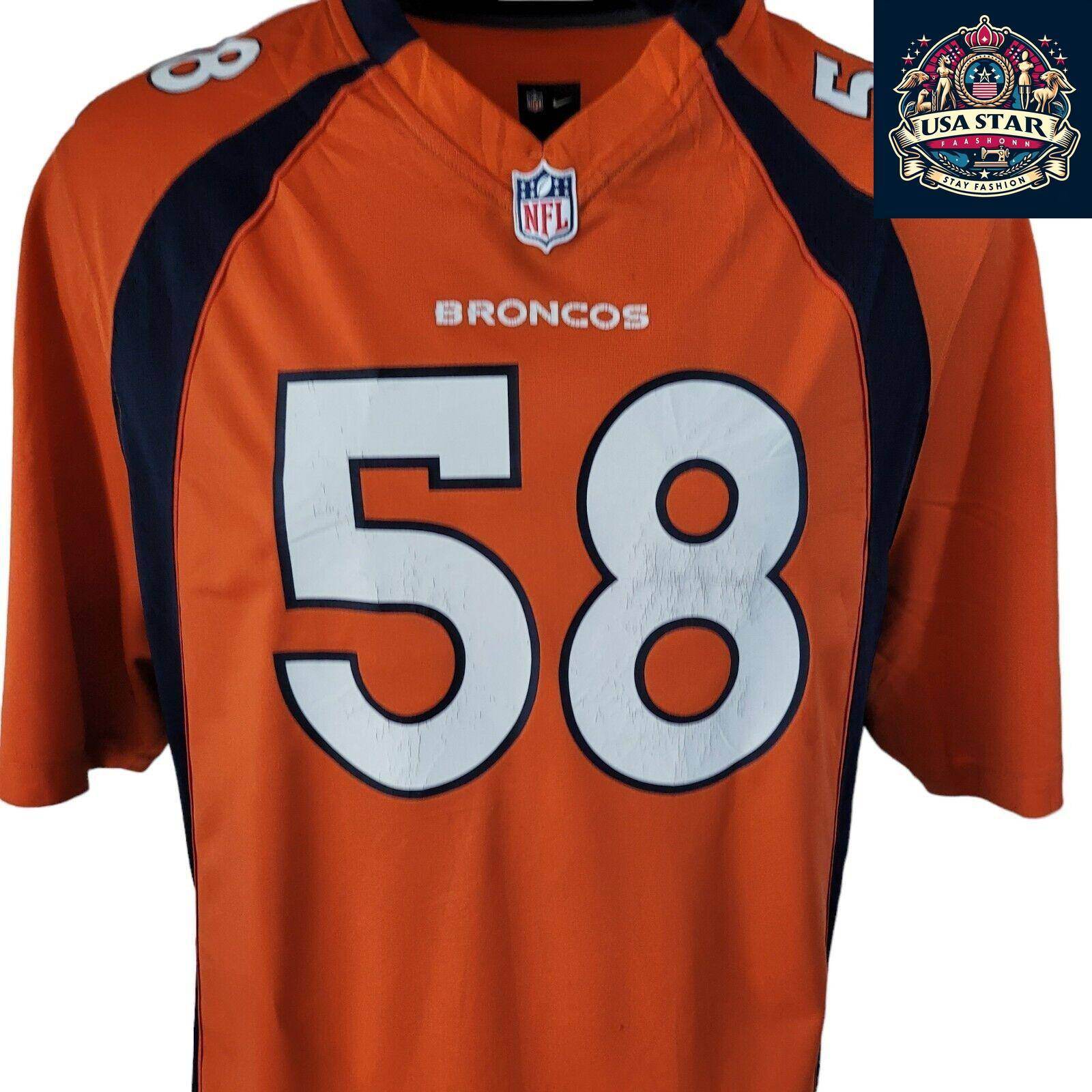 Von Miller 58 Denver Broncos Jersey, Men's XXL, Premium Quality, Comfortable Fit, Team Colors - USASTARFASHION