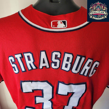 Washington Nationals Baseball Jersey by Majestic STRASBURG  37 Majestic sz 44 - USASTARFASHION