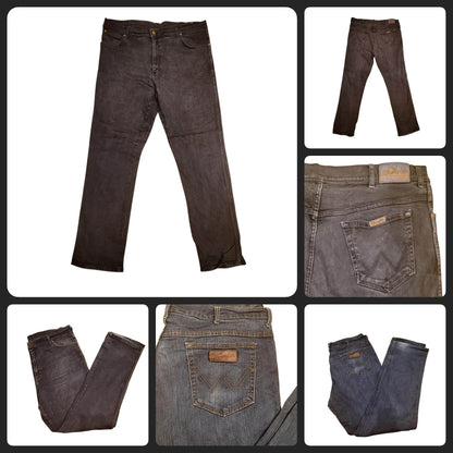 Wrangler Black Jeans W42 L34 - Classic Straight Leg Regular Fit, Comfortable Stretch Fabric - USASTARFASHION