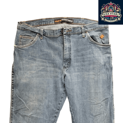 Wrangler Flame Resistant Jeans FRAC47D 38x32, Advanced Comfort, Light Blue Denim, Grade A/B - USASTARFASHION