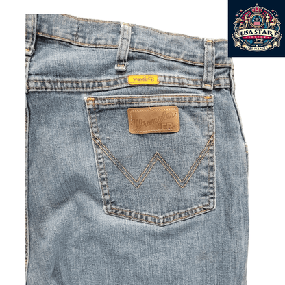 Wrangler Flame Resistant Jeans FRAC47D 38x32, Advanced Comfort, Light Blue Denim, Grade A/B - USASTARFASHION