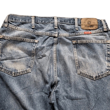 Wrangler Men's Jeans - Regular Fit 38 X 30 Light Blue Distressed 100% Cotton Classic Style - USASTARFASHION