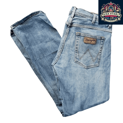 Wrangler Men's Jeans W34 L32 Light Blue Denim Arizona Stretch 98% Cotton Pre - Owned Grade B - USASTARFASHION