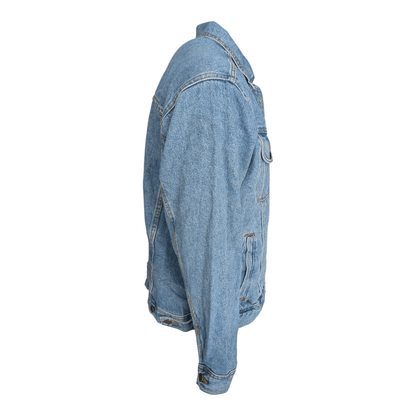Wrangler Rugged Wear Denim Jacket Light Blue Size L Large 100% Cotton - USASTARFASHION